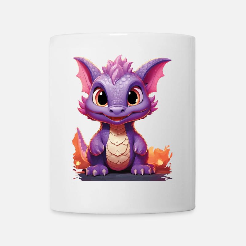 Farbenfroher Drache mit niedlichem Ausdruck - Tasse - Weiß