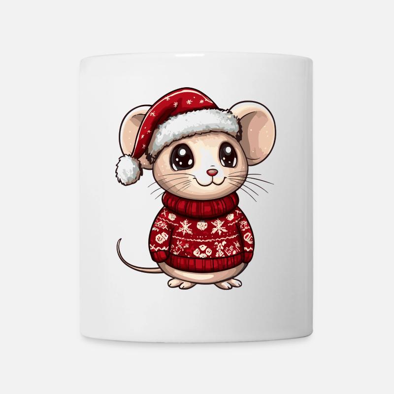 Maus Weihnachten Comic - Tasse - Weiß