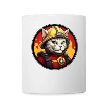 Katze Feuerwehr - Tasse - Weiß - Vorne