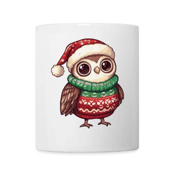 Eule Weihnachten Comic - Tasse - Weiß - Vorne