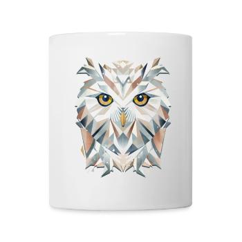 Majestätische Schneeeule - Geometrische Eleganz - Tasse - Weiß - Vorne