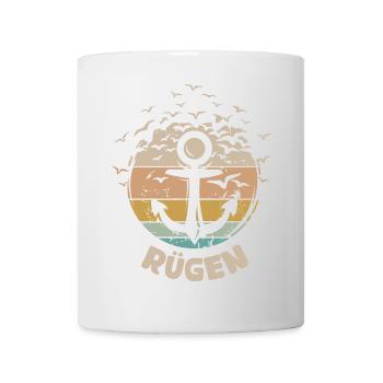Rügen Mer Baltique île rétro ancre mouettes oiseaux vintage - Mug blanc - blanc - Devant