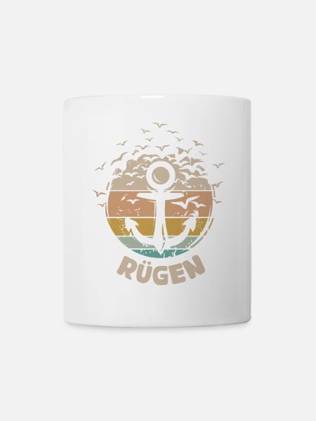 Rügen Ostseeinsel retro Anker Möwen vintage Vögel - Tasse - Weiß