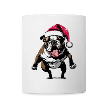 Bouledogue drôle avec chapeau de Père Noël - Mug blanc - blanc - Devant