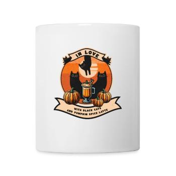 Black Cats & Pumpkin Spice Latte Love - Mug - white - Front