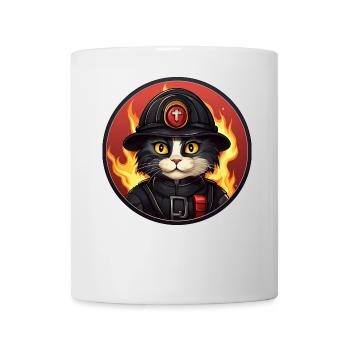 Katzen Feuerwehr - Tasse - Weiß - Vorne