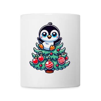Lustiger Pinguin Tannenbaum Weihnachtsfest - Tasse - Weiß - Vorne