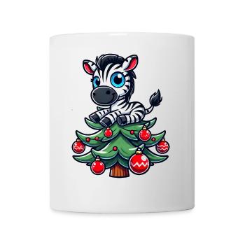 Süßes Zebra Weihnachtsbaum Skurriler Weihnachtsman - Tasse - Weiß - Vorne