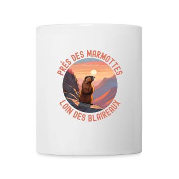 Marmotte coucher de soleil montagnes - Mug blanc - blanc - Devant