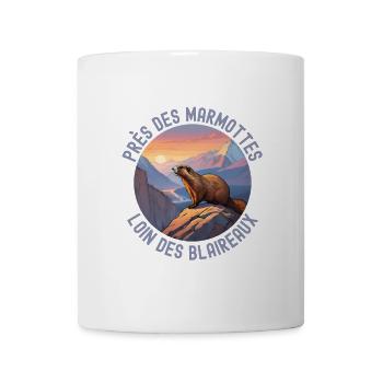 Montagne rando coucher de soleil marmotte - Mug blanc - blanc - Devant