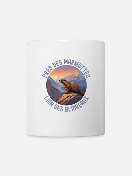 Montagne rando coucher de soleil marmotte - Mug blanc - blanc