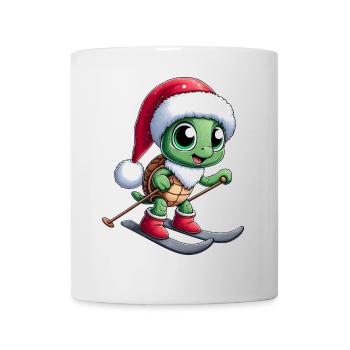 Christmas Turtle Santa Skier Winterspor - Mug - white - Front
