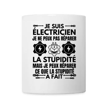 Humour électricien électrique - Mug blanc - blanc - Devant