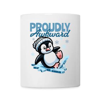 Proudly Awkward – Cute Penguin Slips on the Egg - Mug - white - Front