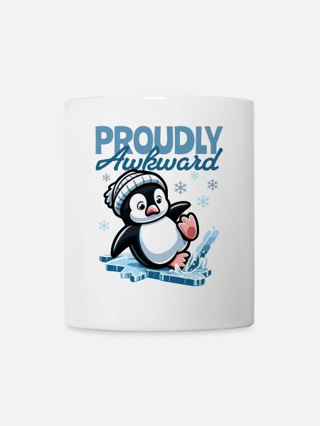Proudly Awkward – Cute Penguin Slips on the Egg - Mug - white