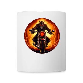 Teufel Motorrad / Motorradfahrer Teufel - Tasse - Weiß - Vorne