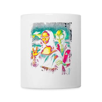 Alien and Mona Lisa – Cosmic Renaissance Design - Mug - white - Front