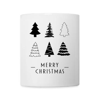 Merry Christmas | Tannenbäume Skizzen Minimalist - Tasse - Weiß - Vorne