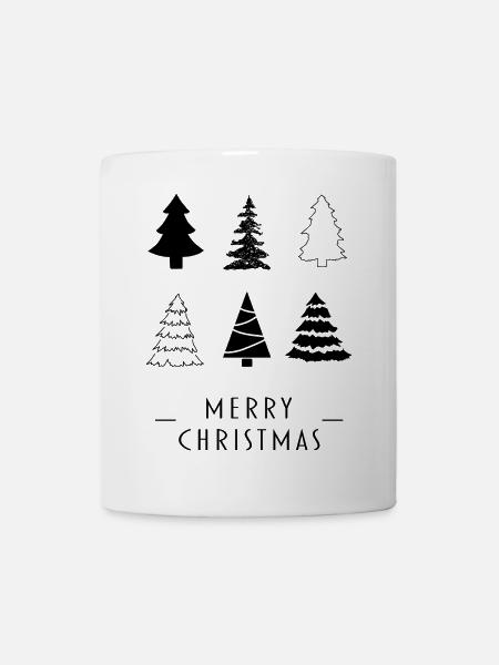 Merry Christmas | Christmas Trees Sketches Minimalist - Mug - white