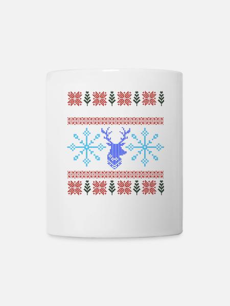 Pixel Weihnachtsmuster - Tasse - Weiß