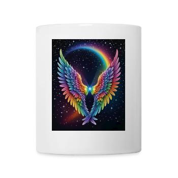 Regenbogenflügel Herz im All - Tasse - Weiß - Vorne
