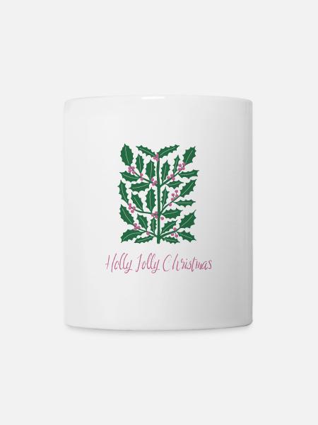 Ilex Branch "Holly Jolly Christmas" Christmas - Mug - white
