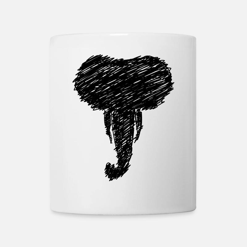 Elefant Kopf Tier Zeichnung Scribble Geschenk - Tasse - Weiß