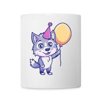 Wolf Geburtstag Comic - Tasse - Weiß - Vorne