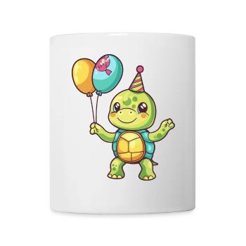 Bande dessinée d’anniversaire de tortue - Mug blanc - blanc - Devant