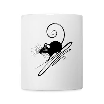 Silhouette de souris mignonne - Noir - Mug blanc - blanc - Devant