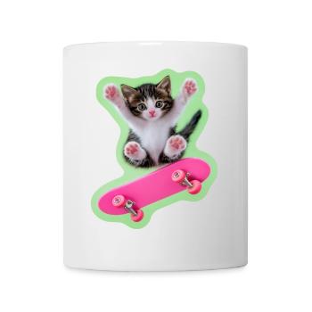 Skater Kitty avec skateboard rose - Mug blanc - blanc - Devant