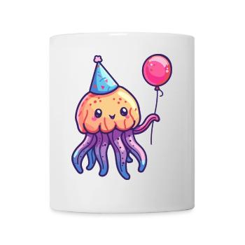 Qualle Geburtstag Comic Niedlich - Tasse - Weiß - Vorne