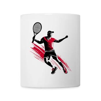 Tennis tennis player silhouette, red-black - Mug - white - Front