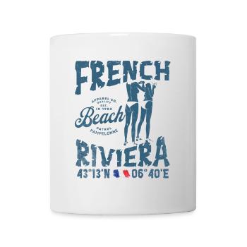 Beach design, French Riviera, summer atmosphere - Mug - white - Front
