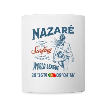 Nazaré Surfing Girl Nautischer Druck - Tasse - Weiß - Vorne