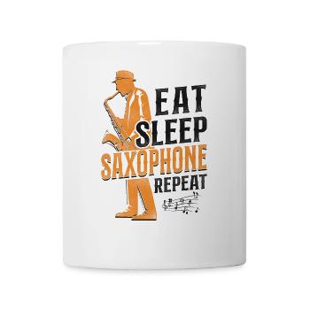 Saxophone Eat Sleep Saxophone - Tasse - Weiß - Vorne