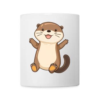 Cute and Happy Otter in Cartoon Style - Adorable - Mug - white - Front