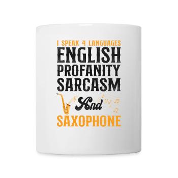 Saxophones Je parle 4 langues - Mug blanc - blanc - Devant