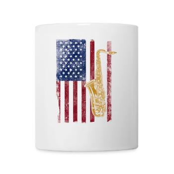 Saxophones American Flag - Mug - white - Front