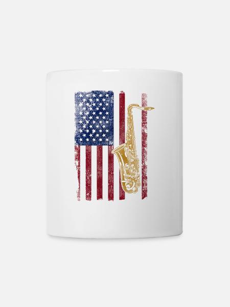 Saxophone American Flag - Tasse - Weiß