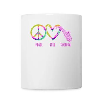 Saxophone Tie Dye Peace Love - Tasse - Weiß - Vorne
