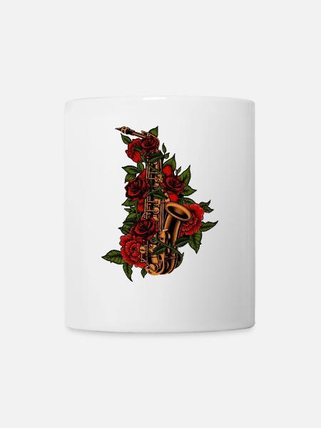 Saxophone Flower Rose Floral - Mug - white