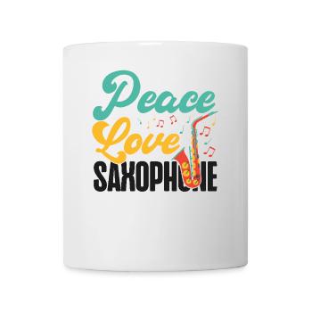 Saxophone Girl Peace Love - Mug - white - Front