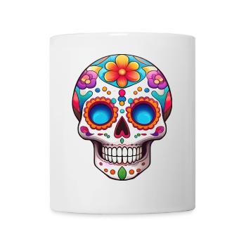 Vibrant Sugar Skull Floral Mexican - Mug - white - Front