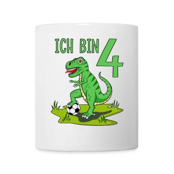 Dinosaur Rex Football 4 Birthday - Mug - white - Front