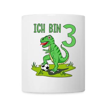 Dinosaur Rex Football 3 Birthday - Mug - white - Front