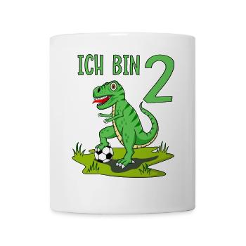 Dinosaurier Rex Fußball 2 Geburtstag - Tasse - Weiß - Vorne