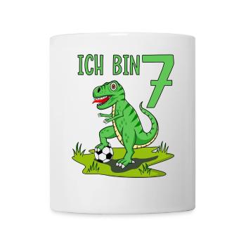 Dinosaur Rex Football 7 Birthday - Mug - white - Front