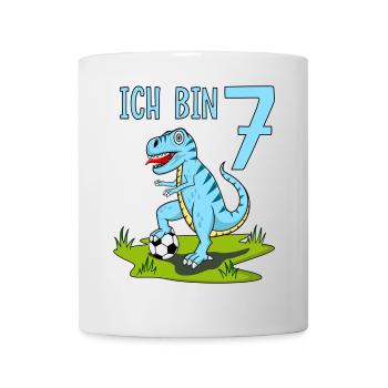 Dinosaure Rex Football 7 Anniversaire Bleu - Mug blanc - blanc - Devant
