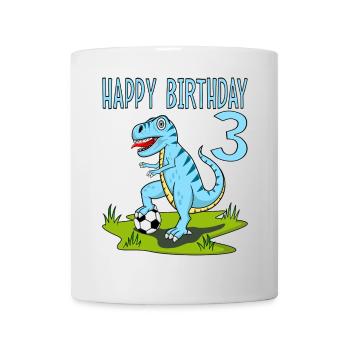 Dinosaur Rex Football 3 Happy Birthday Blue - Mug - white - Front